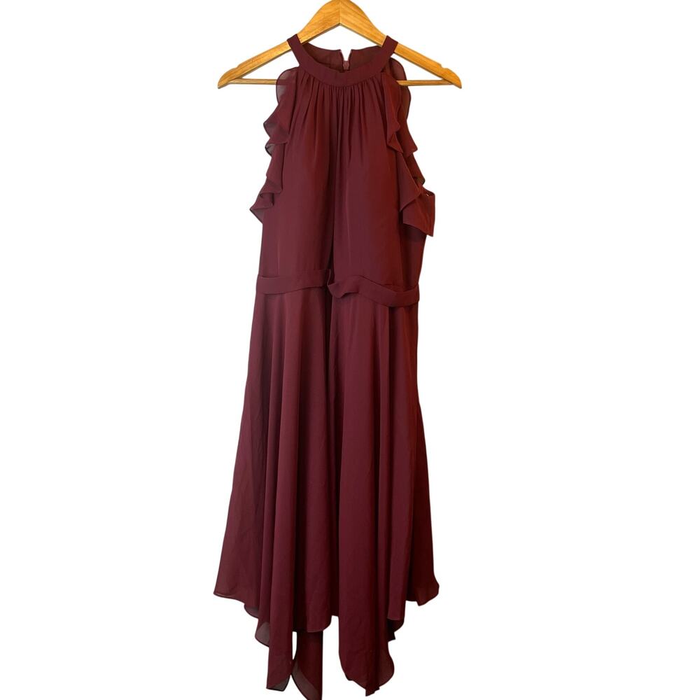 JJ's House Burgundy Wine Sleeveless Ruffle Dress special occasion